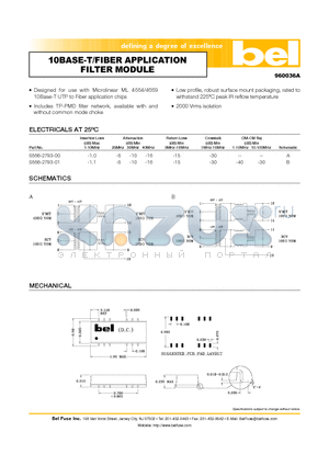 S556-2793-01 datasheet - 10BASE-T/FIBER APPLICATION FILTER MODULE