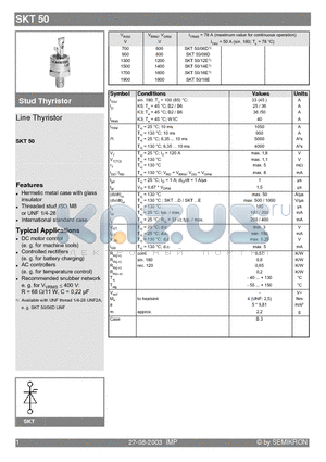 SKT50/12E datasheet - Line Thyristor