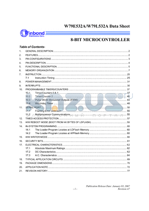 W79E532A40FL datasheet - 8-BIT MICROCONTROLLER