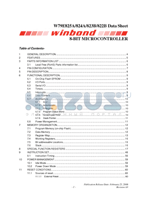 W79E823 datasheet - 8-BIT MICROCONTROLLER