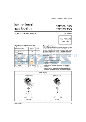 STPS20L15D datasheet - SCHOTTKY RECTIFIER