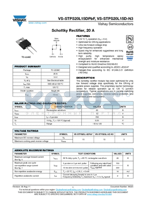 STPS20L15DPBF_12 datasheet - Schottky Rectifier, 20 A