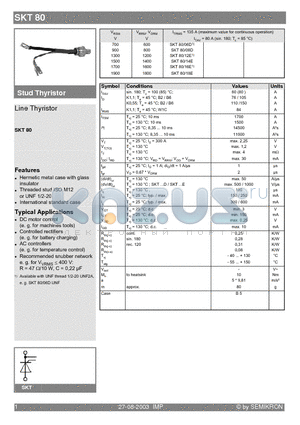 SKT80/08D datasheet - Line Thyristor