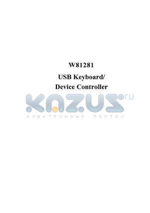 W81281 datasheet - USB Keyboard/ Device Controller