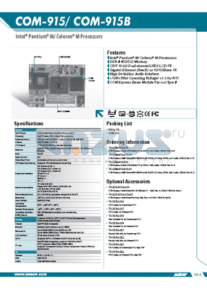 TF-COM-915-A10-01 datasheet - Intel^ Pentium^ M/ Celeron^ M Processors