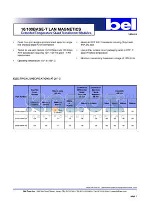 S558-5999-AA datasheet - 10/100BASE-T LAN MAGNETICS