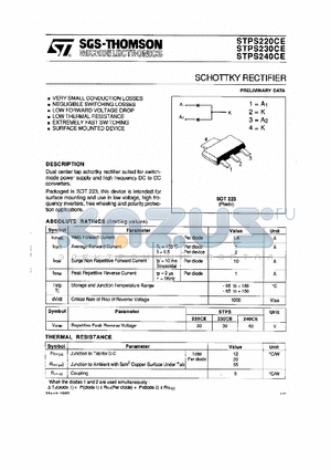 STPS240CE datasheet - SCHOTTKY RETIFIER