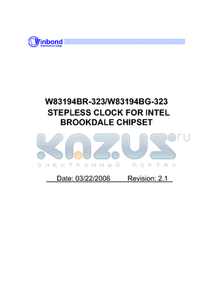 W83194BG-323 datasheet - STEPLESS CLOCK FOR INTEL BROOKDALE CHIPSET