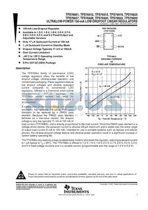 TPS76901 datasheet - ULTRALOW-POWER 100-mA LOW-DROPOUT LINEAR REGULATORS