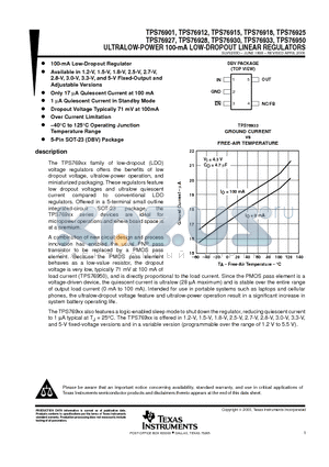 TPS76912DBV datasheet - ULTRALOW-POWER 100-mA LOW-DROPOUT LINEAR REGULATORS