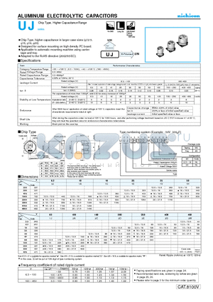 UUJ1A222MRL datasheet - ALUMINUM ELECTROLYTIC CAPACITORS
