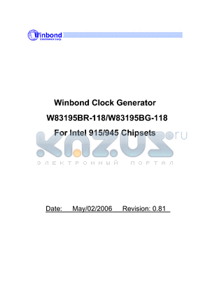 W83195BG-118 datasheet - Clock Generator