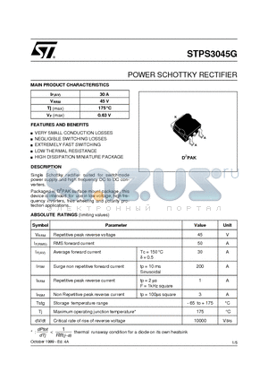 STPS3045G datasheet - POWER SCHOTTKY RECTIFIER