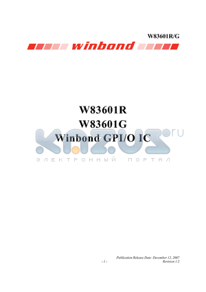 W83601GR_07 datasheet - GPI/O IC