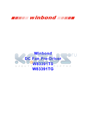 W83391TG datasheet - DC Fan Pre-Driver
