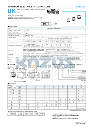 UUK1E470MCO datasheet - ALUMINUM ELECTROLYTIC CAPACITORS