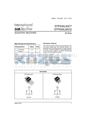 STPS30L30CG datasheet - SCHOTTKY RECTIFIER