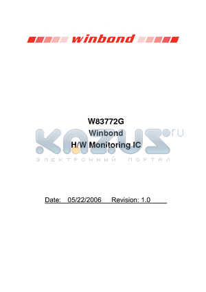 W83772G datasheet - H/W Monitoring IC