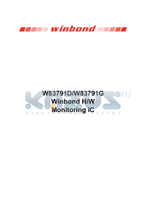 W83791G datasheet - Winbond H/W Monitoring IC