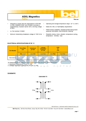 S560-6600-T5 datasheet - ADSL Magnetics Fujitsu