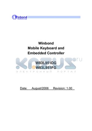 W83L951DG datasheet - Mobile Keyboard and Embedded Controller