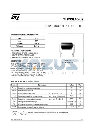 STPS3L60-C2 datasheet - POWER SCHOTTKY RECTIFIER
