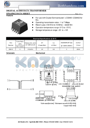 S5812 datasheet - DIGITAL AUDIO DATA TRANSFORMER