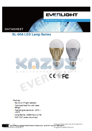 SL-60A datasheet - No UV or IR light radiation