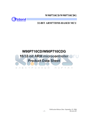 W90P710CD datasheet - 32-BIT ARM7TDMI-BASED MCU