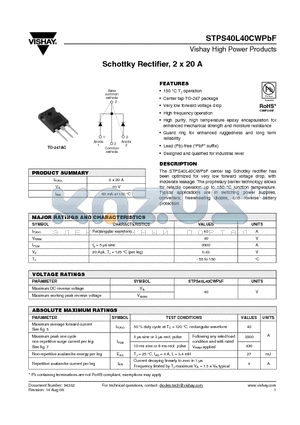 STPS40L40CW datasheet - Schottky Rectifier, 2 x 20 A