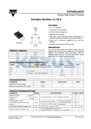 STPS40L45CW datasheet - Schottky Rectifier, 2 x 20 A