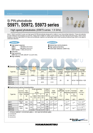 S5973-01 datasheet - High-speed photodiodes (S5973 series: 1.5 GHz)