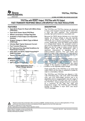 TPS77515DG4 datasheet - FAST-TRANSIENT-RESPONSE 500mA LOW-DROPOUT VOLTAGE REGULATORS