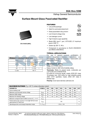 S5B datasheet - Surface Mount Glass Passivated Rectifier