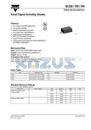 SL02-GS18 datasheet - Small Signal Schottky Diodes