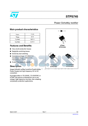 STPS745_07 datasheet - Power Schottky rectifier