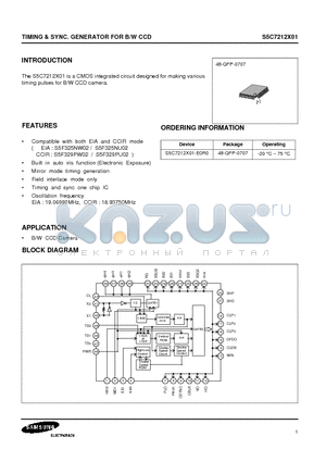 S5C7212X01 datasheet - TIMING & SYNC. GENERATOR FOR B/W CCD