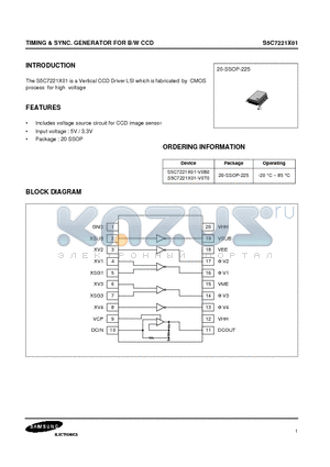 S5C7221X01-V0B0 datasheet - TIMING & SYNC. GENERATOR FOR B/W CCD