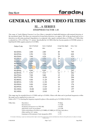 SL0300A datasheet - GENERAL PURPOSE VIDEO FILTERS