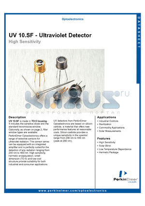 UV10.SF datasheet - Ultraviolet Detector