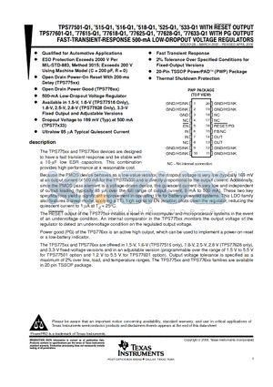 TPS77601QPWPRG4Q1 datasheet - FAST-TRANSIENT-RESPONSE 500-mA LOW-DROPOUT VOLTAGE REGULATORS