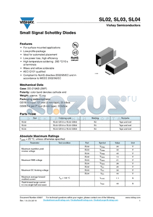 SL04-GS08 datasheet - Small Signal Schottky Diodes