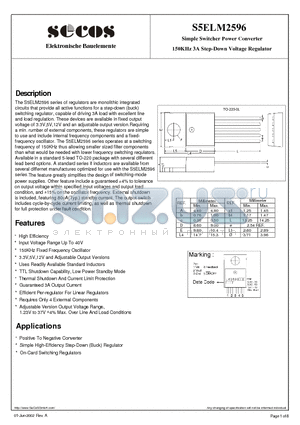 S5ELM2596 datasheet - Simple Switcher Power Converter 150KHz 3A Step-Down Voltage Regulator