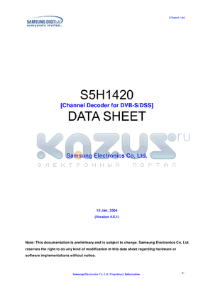 S5H1420 datasheet - Channel Decoder for DVB-S/DSS