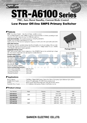 STR-6169 datasheet - LOW POWER OFF-LINE SMPS PRIMARY SWITCHER