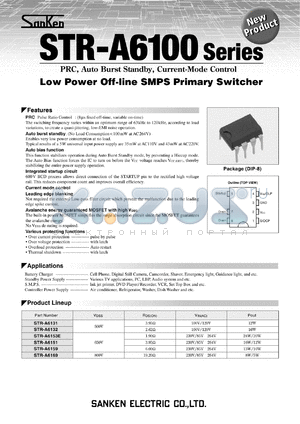 STR-A6169 datasheet - LOW POWER OFF-LINE SMPS PRIMARY SWITCHER