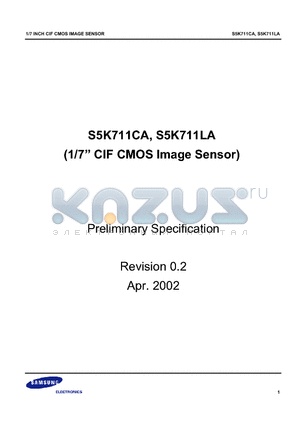 S5K711CA03 datasheet - 1/7 CIF CMOS Image Sensor