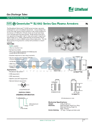 SL1002A230 datasheet - Gas Discharge Tubes - High Performance Beta Range