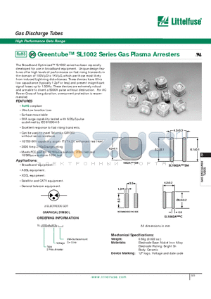 SL1002A600 datasheet - Gas Discharge Tubes - High Performance Beta Range