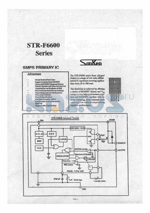 STR-F6614 datasheet - SMPS PRIMARY IC